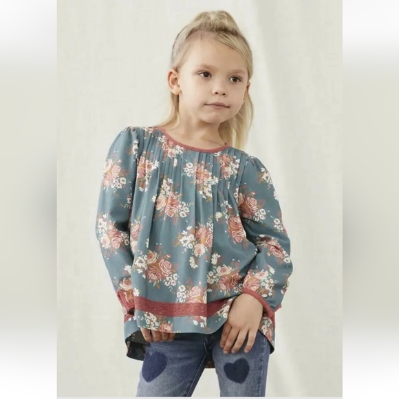 Matilda Jane Afina Girls' Top blue floral Size 10 - Picture 7 of 7